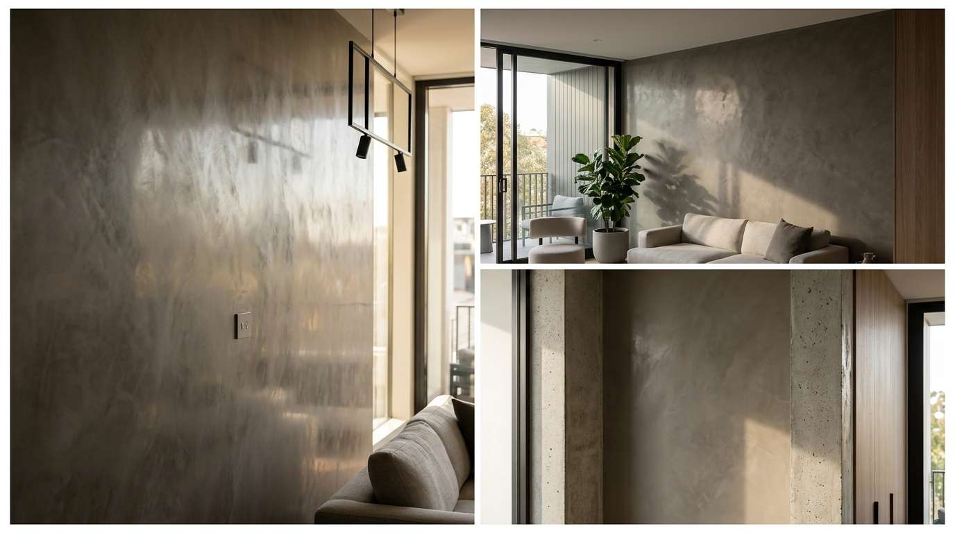 Freshly restored decorative plaster wall in residential property