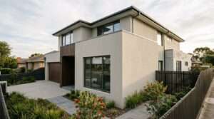 Fresh exterior texture coating finish on modern residential wall