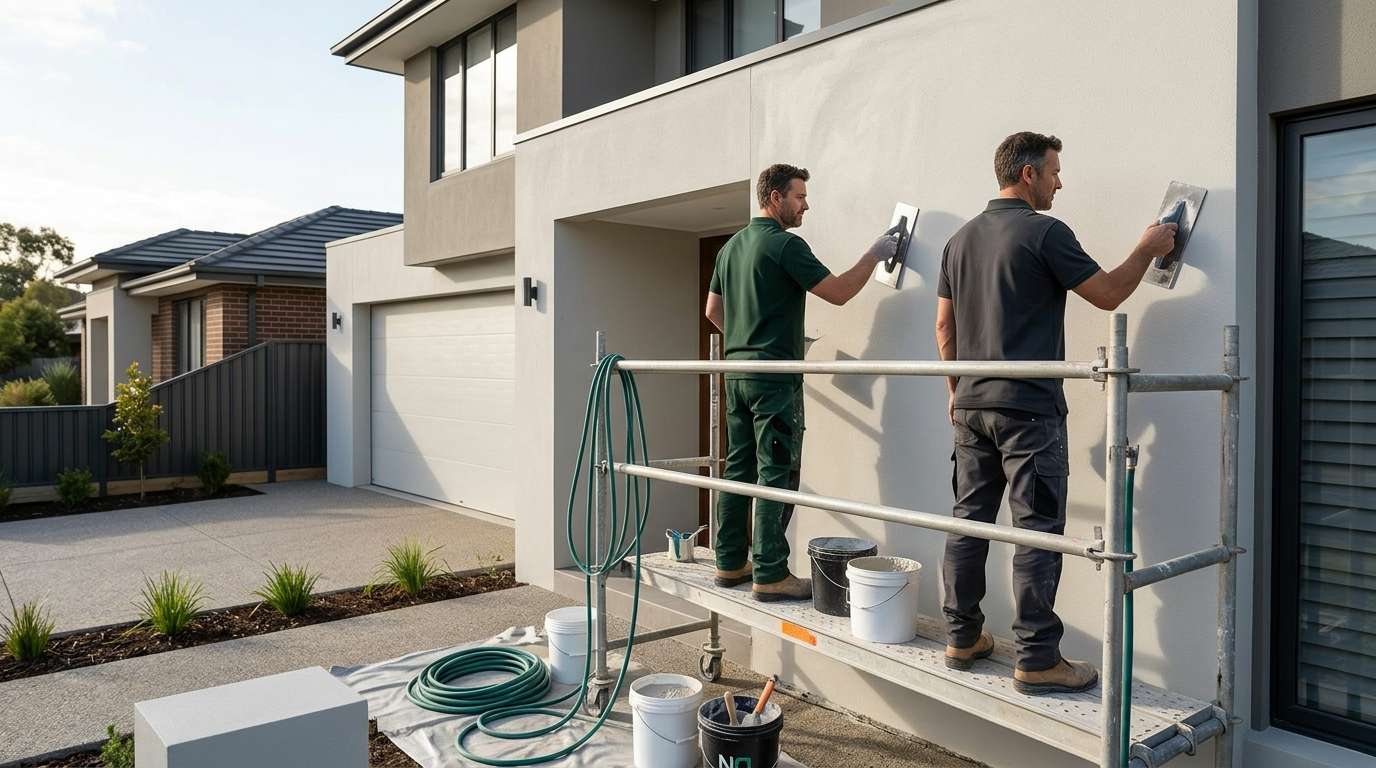 solid plastering and acrylic rendering transformation Melbourne