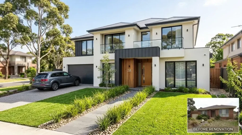 Modern Melbourne house after professional exterior rendering with a premium finish.