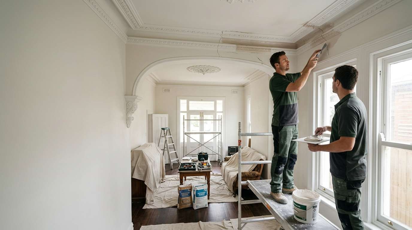 Skilled restoration of damaged decorative mouldings Melbourne homes