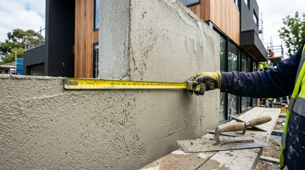 Infographic covering rendering maintenance, durability factors, and lifespan expectations for Melbourne homes.