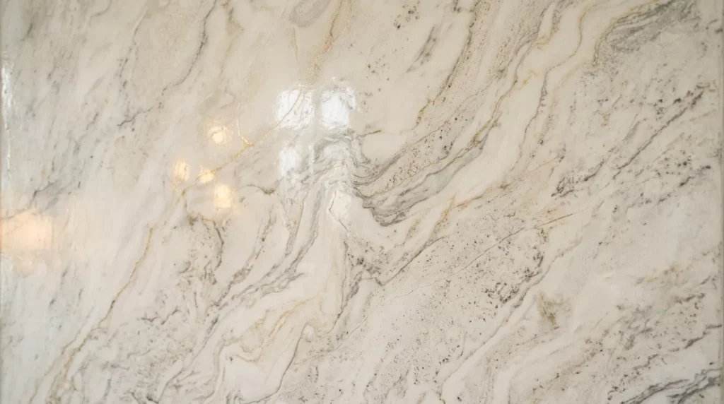 Polished Venetian plaster feature wall with a luxurious marble-effect finish in a Melbourne home.