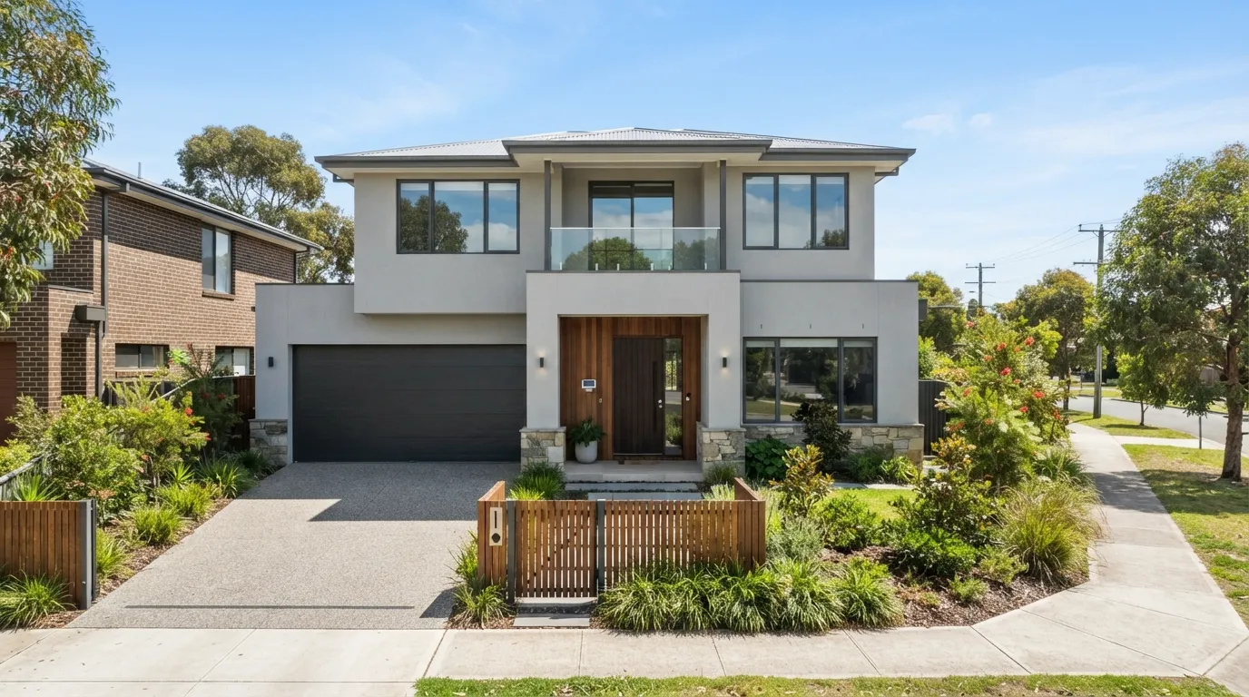 Modern Australian suburban home with acrylic rendered exterior